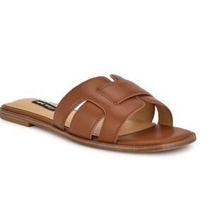 Nine West Germani Flat Slide Sandals- Brown